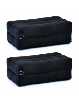 Leewadee Yoga Block Set – 2 Floor Cushions for Yoga, Meditation Block for the Floor, Filled with Eco-Friendly Kapok, 14 x 7 x 5 inches, black