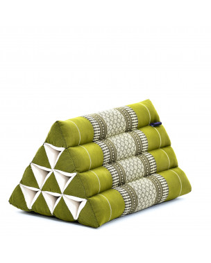 Leewadee Almohada Triangular Tailandesa – Cómoda Almohada de Lectura, Cojin Decorativo de Kapok Para La Cama, 50 x 33 x 33 cm, Verde