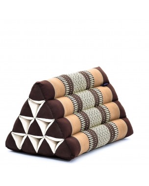 Leewadee Coussin Thaïlandais Triangulaire - Coussin De Lecture Confortable, Oreiller Décoratif En Kapok Pour Lit, 50 x 33 x 33 cm, Marron