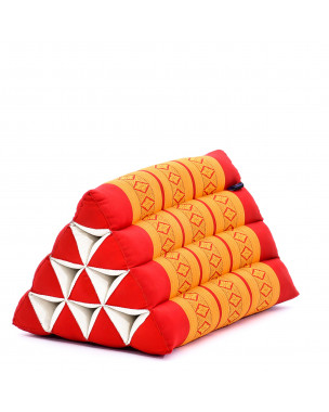 Leewadee Almohada Triangular Tailandesa – Cómoda Almohada de Lectura, Cojin Decorativo de Kapok Para La Cama, 50 x 33 x 33 cm, Naranjo Rojo