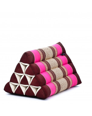 Leewadee Coussin Thaïlandais Triangulaire - Coussin De Lecture Confortable, Oreiller Décoratif En Kapok Pour Lit, 50 x 33 x 33 cm, Bai Rose Fuchsia