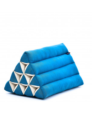 Leewadee Triangle Cushion – Comfortable Backrest for TV or Reading, Incline Pillow for Relaxing Made of Kapok, 20 x 13 x 13 inches, Light Blue