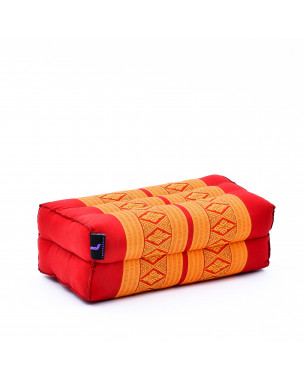 Leewadee piccolo blocco per yoga: cuscino da pilates rettangolare e strumento da meditazione, cuscino da terra in kapok naturale, 35 x 18 x 12 cm, Arancione Rosso