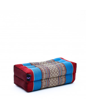 Leewadee Meditationskissen Yogakissen Yoga Block Yoga Zubehör Yoga Klotz Yoga Kissen Ökologisches Naturprodukt Thaikissen Nackenkissen, Kapok, 35 x 18 x 12 cm, Blau Rot