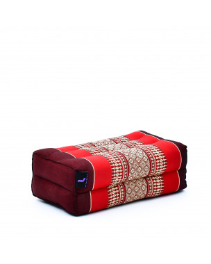 Leewadee piccolo blocco per yoga: cuscino da pilates rettangolare e strumento da meditazione, cuscino da terra in kapok naturale, 35 x 18 x 12 cm, Rosso