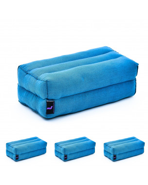 Leewadee Yoga Block Set of 4 Pilates Brick Meditation Cushion Eco-Friendly Organic and Natural, 14x7x5 inches, Kapok, light blue
