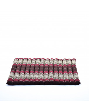 Leewadee Zabuton Rollbare Meditations-Matte Tragbare Sitzmatte Ökologisches Naturprodukt, Kapok, 70 x 70 cm, Braun Rot