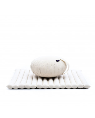 Leewadee Set de méditation - Set de méditation en kapok, coussin et tapis de méditation Zafu et Zabuton, écru