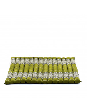 Leewadee Zabuton - Tapis Zabuton traditionnel enroulable et fait à la main, yoga mat épais rembourré en kapok, 70 x 70 cm, Vert