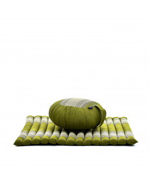 Leewadee Set de méditation - Set de méditation en kapok, coussin et tapis de méditation Zafu et Zabuton, Vert