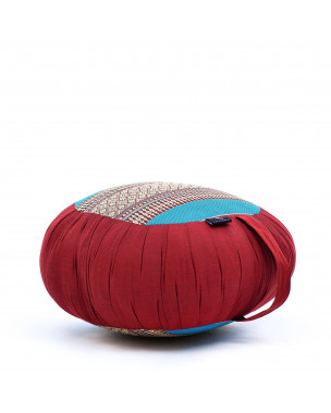 Leewadee Zafu Yoga Pillow – Round Meditation Cushion for Yoga Exercises, Light Floor Pillow Filled with Eco-Friendly Kapok, 14 x 8 inches, blue red