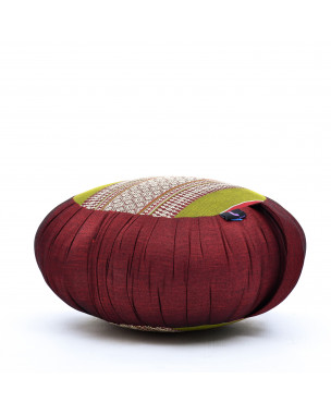 Leewadee Zafu - Coussin de méditation rond traditionnel japonais, coussin Zafu de yoga en kapok, assise au sol 36 x 20 cm, Vert Rouge