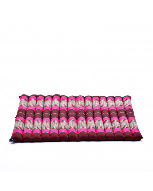 Leewadee Zabuton Rollbare Meditations-Matte Tragbare Sitzmatte Ökologisches Naturprodukt, Kapok, 70 x 70 cm, Rotbraun Pink