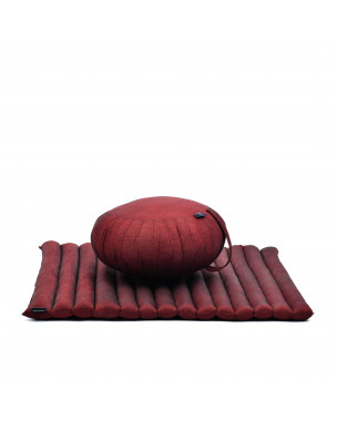 Leewadee Meditation Cushion Set – 1 Round Zafu Meditation Pillow and 1 Square Roll-Up Zabuton Meditation Mat, Pillows Bundle Filled with Kapok, Red