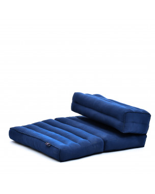 Leewadee Foldable Floor Mattress – 2 in 1 Floor Meditation Mat for Yoga and Relaxation, Seating Futon with Eco-Friendly Kapok, 20 x 28 inches, blue