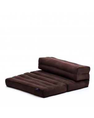 Leewadee Foldable Floor Mattress – 2 in 1 Floor Meditation Mat for Yoga and Relaxation, Seating Futon with Eco-Friendly Kapok, 20 x 28 inches, brown