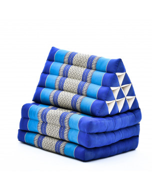 Leewadee 3-Fold Mat with Triangle Cushion – Comfortable TV Pillow, Foldable Mattress with Cushion Made of Eco-Friendly Kapok, 67 x 21 inches, blue