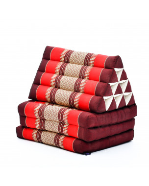 Leewadee 3-Fold Mat with Triangle Cushion – Comfortable TV Pillow, Foldable Mattress with Cushion Made of Eco-Friendly Kapok, 67 x 21 inches, red