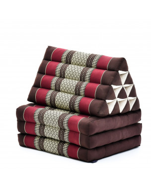 Leewadee 3-Fold Mat with Triangle Cushion – Comfortable TV Pillow, Foldable Mattress with Cushion Made of Eco-Friendly Kapok, 67 x 21 inches, brown red