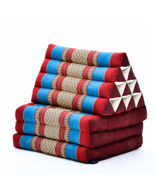 Leewadee 3-Fold Mat with Triangle Cushion – Comfortable TV Pillow, Foldable Mattress with Cushion Made of Eco-Friendly Kapok, 67 x 21 inches, blue red