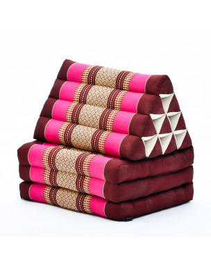 Leewadee 3-Fold Mat with Triangle Cushion – Comfortable TV Pillow, Foldable Mattress with Cushion Made of Eco-Friendly Kapok, 67 x 21 inches, auburn pink