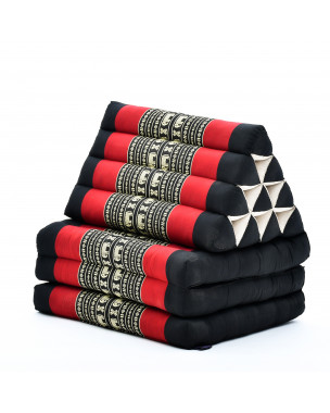 Leewadee 3-Fold Mat with Triangle Cushion – Comfortable TV Pillow, Foldable Mattress with Cushion Made of Eco-Friendly Kapok, 67 x 21 inches, black red