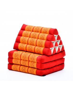 Leewadee 3-Fold Mat with Triangle Cushion – Comfortable TV Pillow, Foldable Mattress with Cushion Made of Eco-Friendly Kapok, 67 x 21 inches, orange red