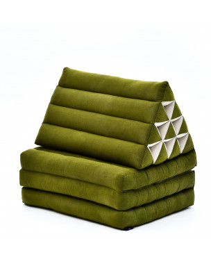 Leewadee 3-Fold Mat with Triangle Cushion – Comfortable TV Pillow, Foldable Mattress with Cushion Made of Eco-Friendly Kapok, 67 x 21 inches, green