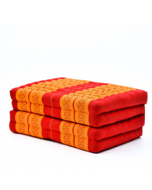 Leewadee Trifold Mattress Standard – Comfortable Thai Massage Pad, Foldable Floor Mattress Filled with Kapok, Perfect to Use as a Sleeping Mat 200 x 70 cm, Orange Red