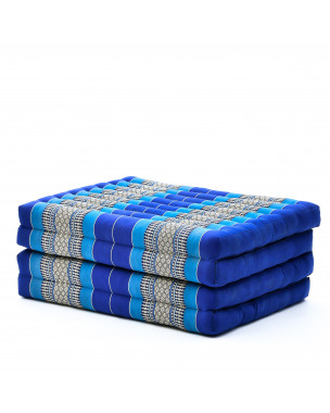 Leewadee Trifold Mattress Standard – Comfortable Thai Massage Pad, Foldable Floor Mattress Filled with Eco-Friendly Kapok, Perfect to Use as a Sleeping Mat 79 x 28 inches, blue