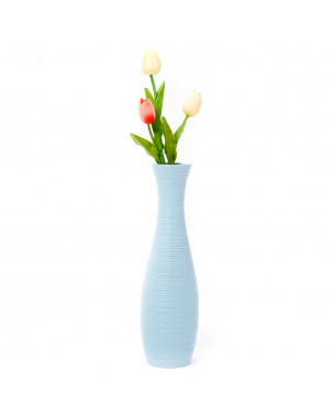 Leewadee Small Floor Vase – Handmade Flower Holder Made of Mango Wood, Sophisticated Vase for Decorative Twigs and Flowers, 14 inches, light blue