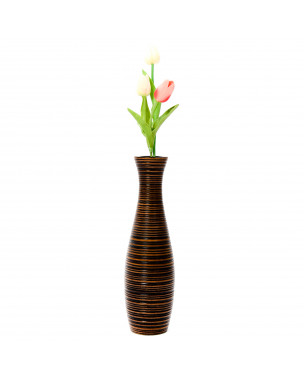 Leewadee Small Floor Vase – Handmade Flower Holder Made of Mango Wood, Sophisticated Vase for Decorative Twigs and Flowers, 14 inches, brown