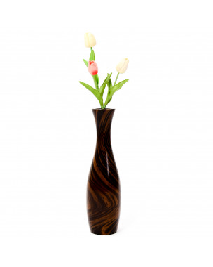Leewadee Small Floor Vase – Handmade Flower Holder Made of Mango Wood, Sophisticated Vase for Decorative Twigs and Flowers, 14 inches, Brown Light Brown