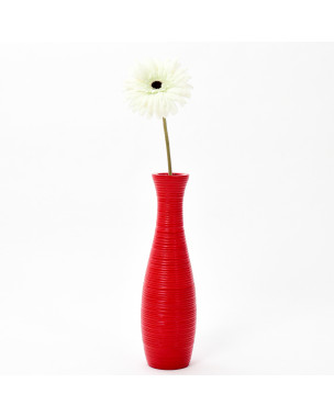 Leewadee Kleine Bodenvase für Dekozweige hohe Standvase Design Holzvase, Holz, 36 cm, Rot