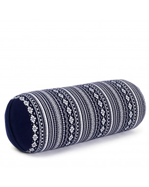 Leewadee Large Yoga Bolster – Shape-Retaining Tube Cushion for Meditation, Bolster for Stretching, Made of Eco-Friendly Kapok, 24 x 10 x 10 inches, blue white