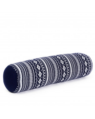 Leewadee Pilates Rolle Nackenstütze kleines Yoga Bolster Yogakissen ökologisches Naturprodukt, Kapok, 50 x 15 x 15 cm, Blau Weiß