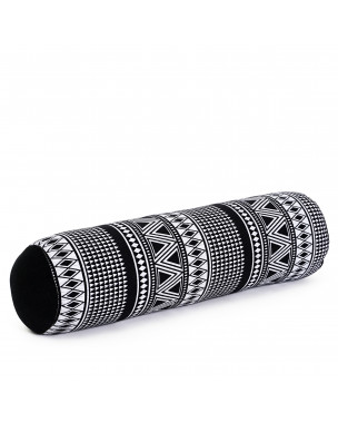 Leewadee yoga bolster pequeño – Cojín alargado para pilates y meditación, reposacabezas hecho a mano de kapok, 50 x 15 x 15 cm, Negro Blanco