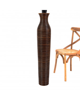 Leewadee Grande Vaso Da Terra: Alto Vaso Stile Boho In Legno Di Mango Per Rami Di Pampa, 110 cm, Marrone