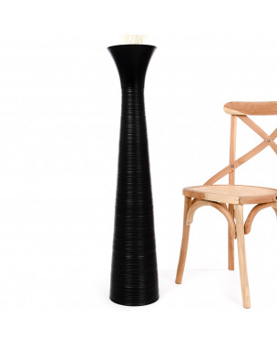 Leewadee Grande Vaso Da Terra: Alto Vaso Stile Boho In Legno Di Mango Per Rami Di Pampa, 110 cm, Nero