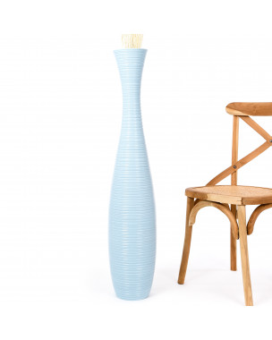 Leewadee Large Floor Vase – Handmade Flower Holder Made of Wood, Sophisticated Vessel for Decorative Branches and Dried Flowers, 43 inches, light blue