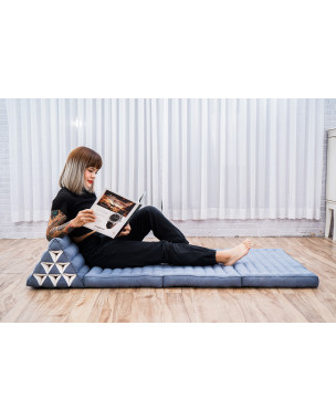 Leewadee 3-Fold Mat XXL with Triangle Cushion – Firm TV Pillow, Foldable Mattress with Cushion Made of Kapok, 67 x 31 inches, Anthracite