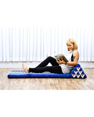 Leewadee - Comfortable Japanese Floor Mattress Used As Thai Floor Bed With Triangle Cushion, Futon Mattress Or Thai Massage Mat, 67 x 21 inches, Blue