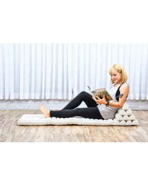 Leewadee - Comfortable Japanese Floor Mattress Used As Thai Floor Bed With Triangle Cushion, Futon Mattress Or Thai Massage Mat, 67 x 21 inches, Ecru