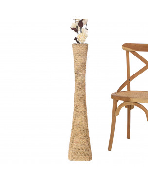 Leewadee Grand vase à poser au sol - Vase à poser au sol pour branches décoratives, vase haut design forme cheminée, 90 cm, écru