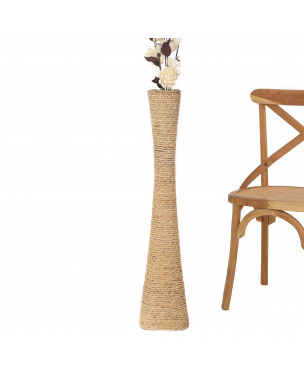 Leewadee Bodenvase für Dekozweige hohe Standvase Design Holzvase, Wasserhyazinthe, 90 cm, Natur