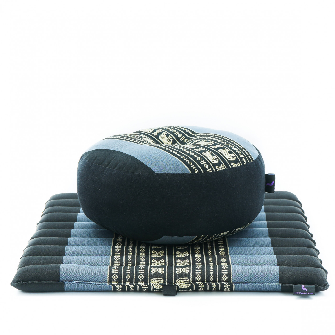 Leewadee Meditationsset Bezug abnehmbar und waschbar Yogaset aus Meditationskissen Zafu und Sitzmatte Zabuton Ökologisches Naturprodukt 69x78x25 cm 