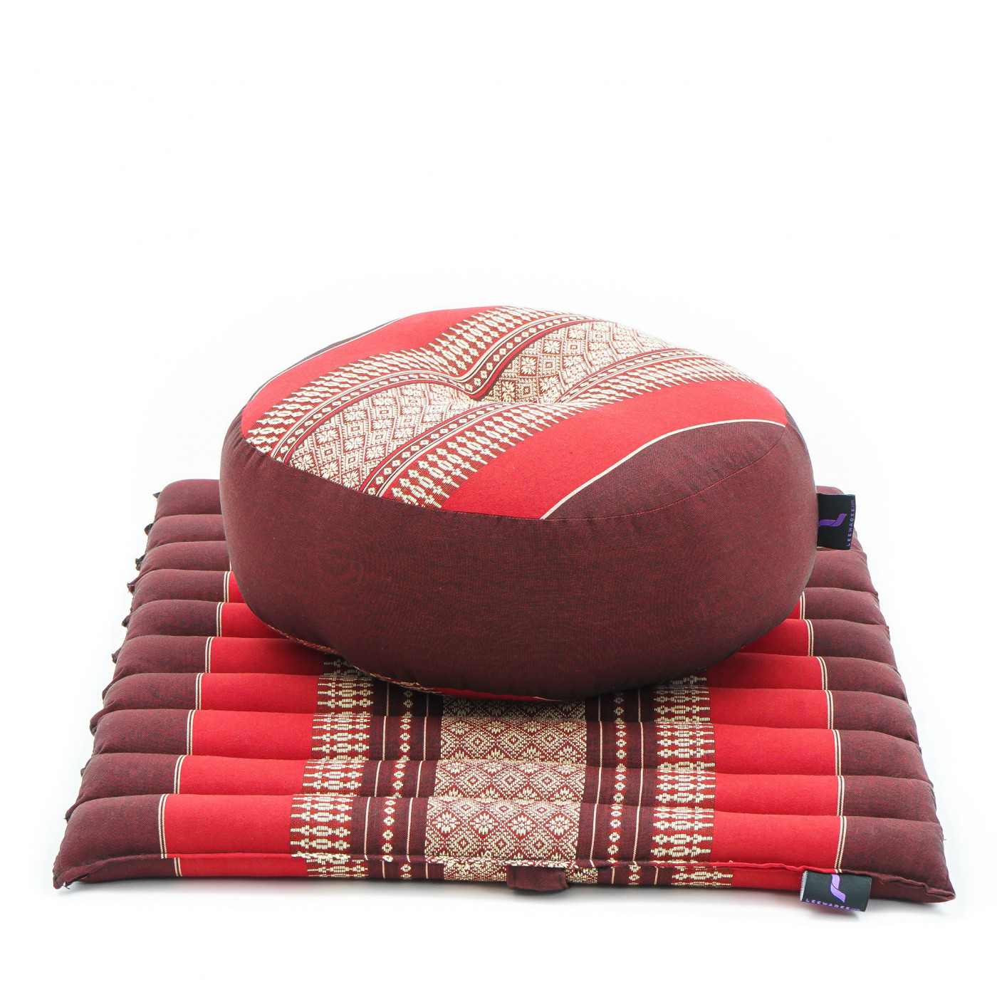 Leewadee Meditation Cushion Set – 1 Small Zafu Yoga Pillow and 1 Small  Roll-Up Zabuton Mat Filled with Kapok, Red