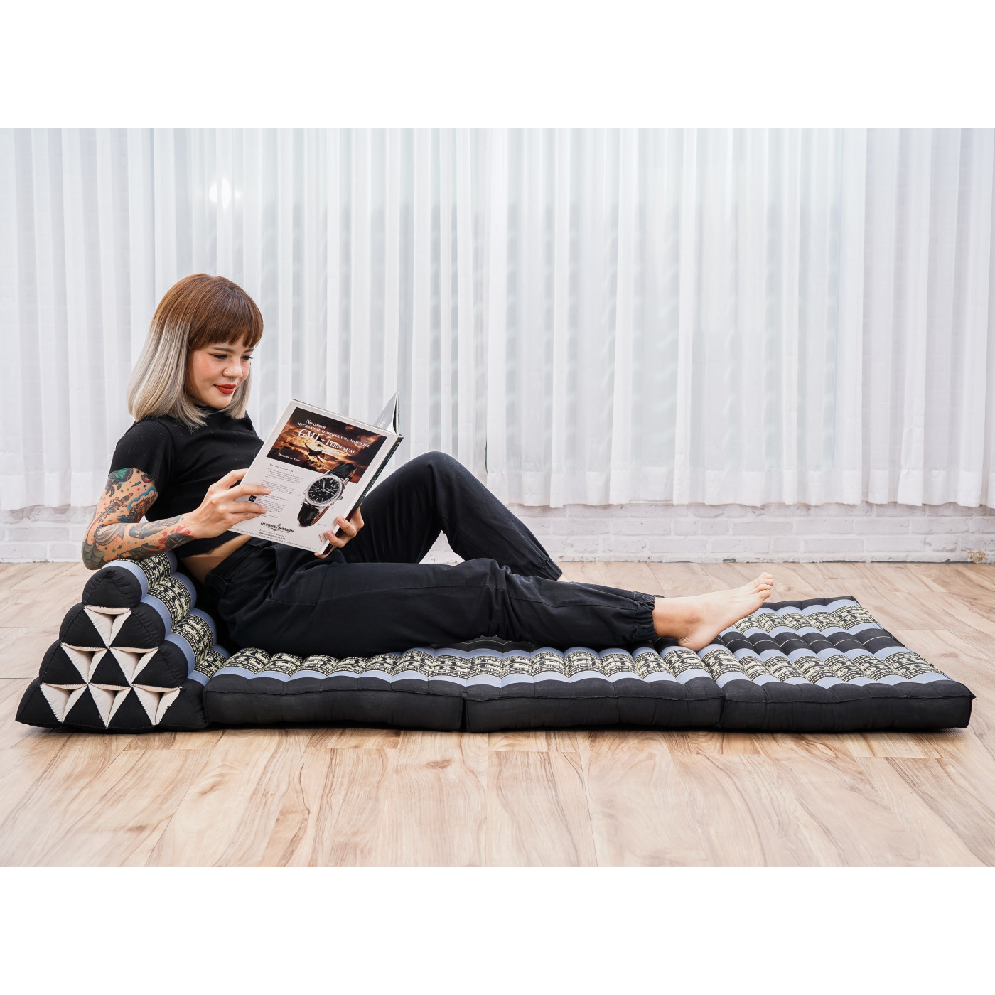 Leewadee 3-Fold Mat XXL with Triangle Cushion – Firm TV Pillow