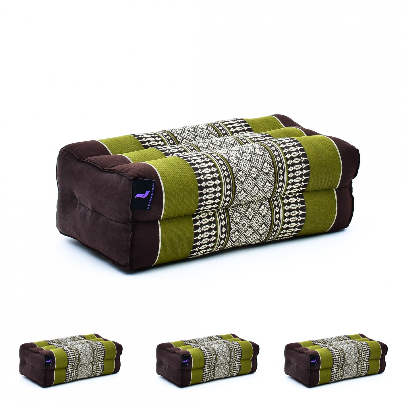 Kapok LEEWADEE Yoga Block Set of 2 Pilates Brick Meditation Cushion Eco-Friendly Organic and Natural 14x7x5 inches 