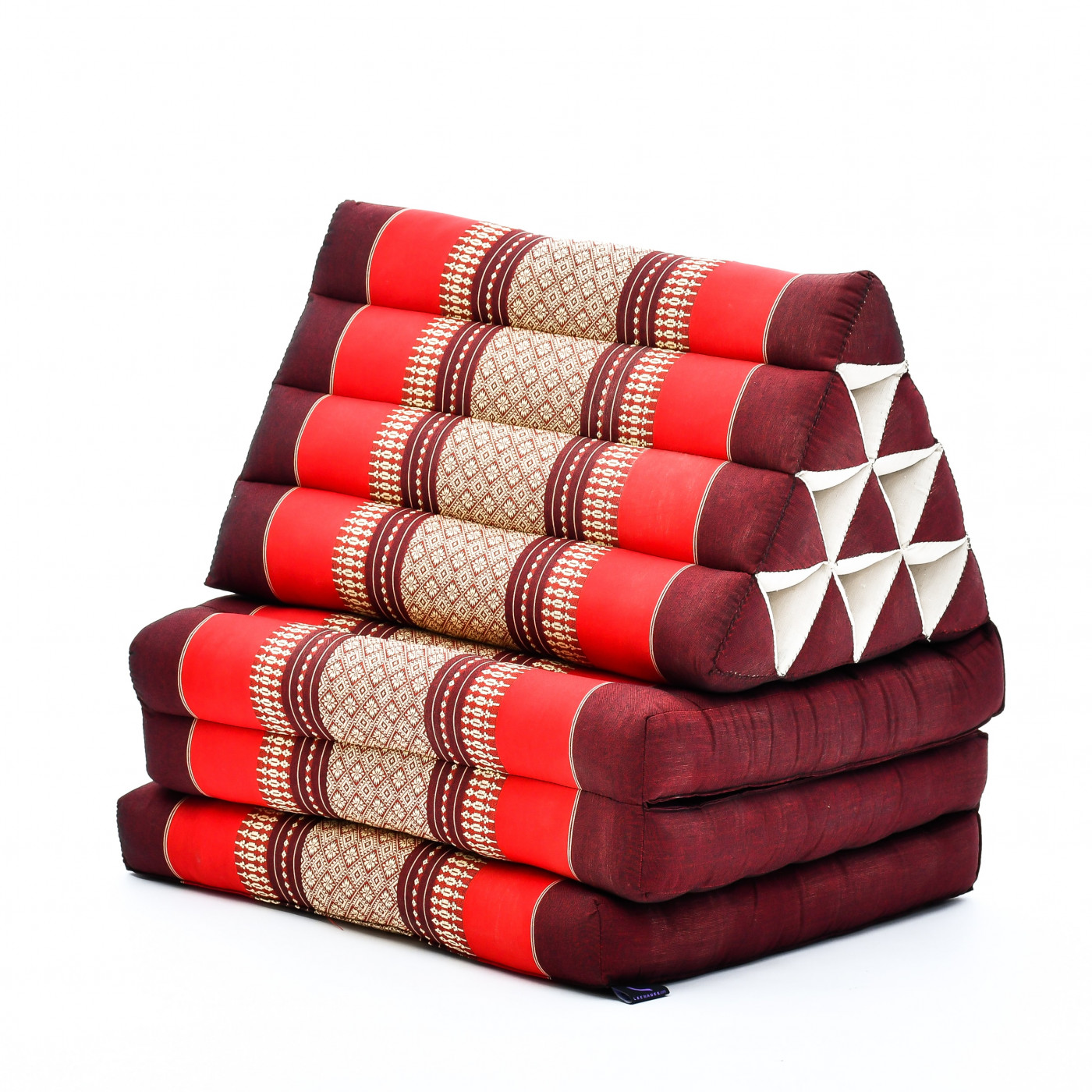 Nero Rosso 170 x 53 cm Materasso thailandese LEEWADEE Materasso Pieghevole a Tre segmenti: Comodo Tappeto con Cuscino Triangolare in Eco-kapok Fatto a Mano 